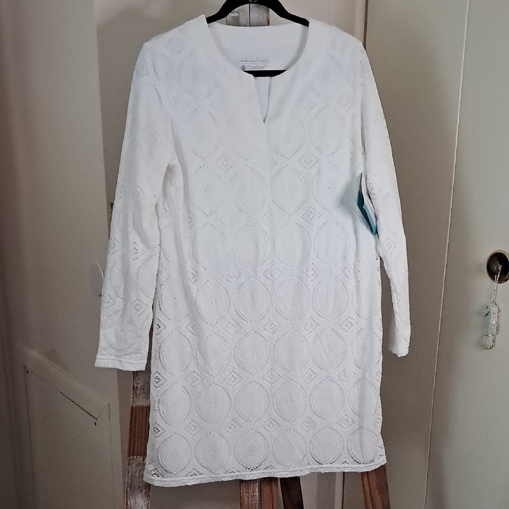 Coolibar SPF 50 White Long Sleeve Dress/Tunic